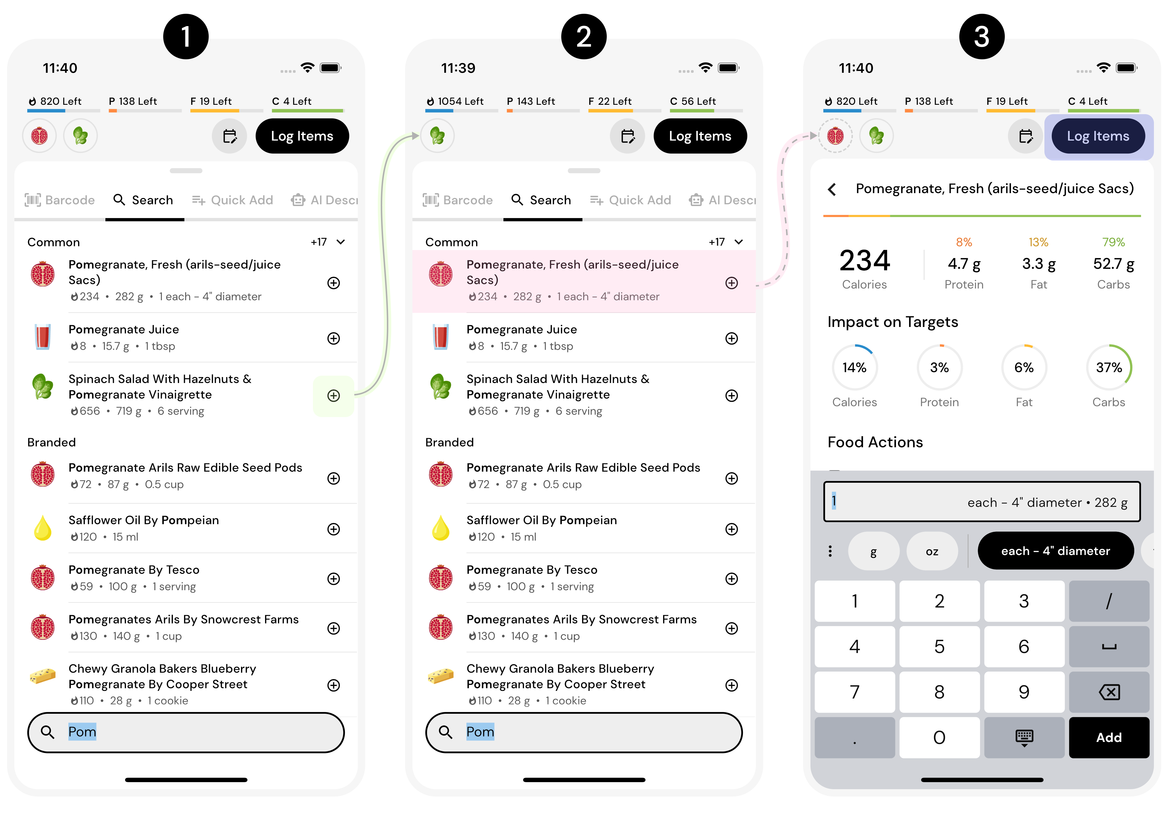 Add one or more foods with the fewest taps possible in the MacroFactor food logger