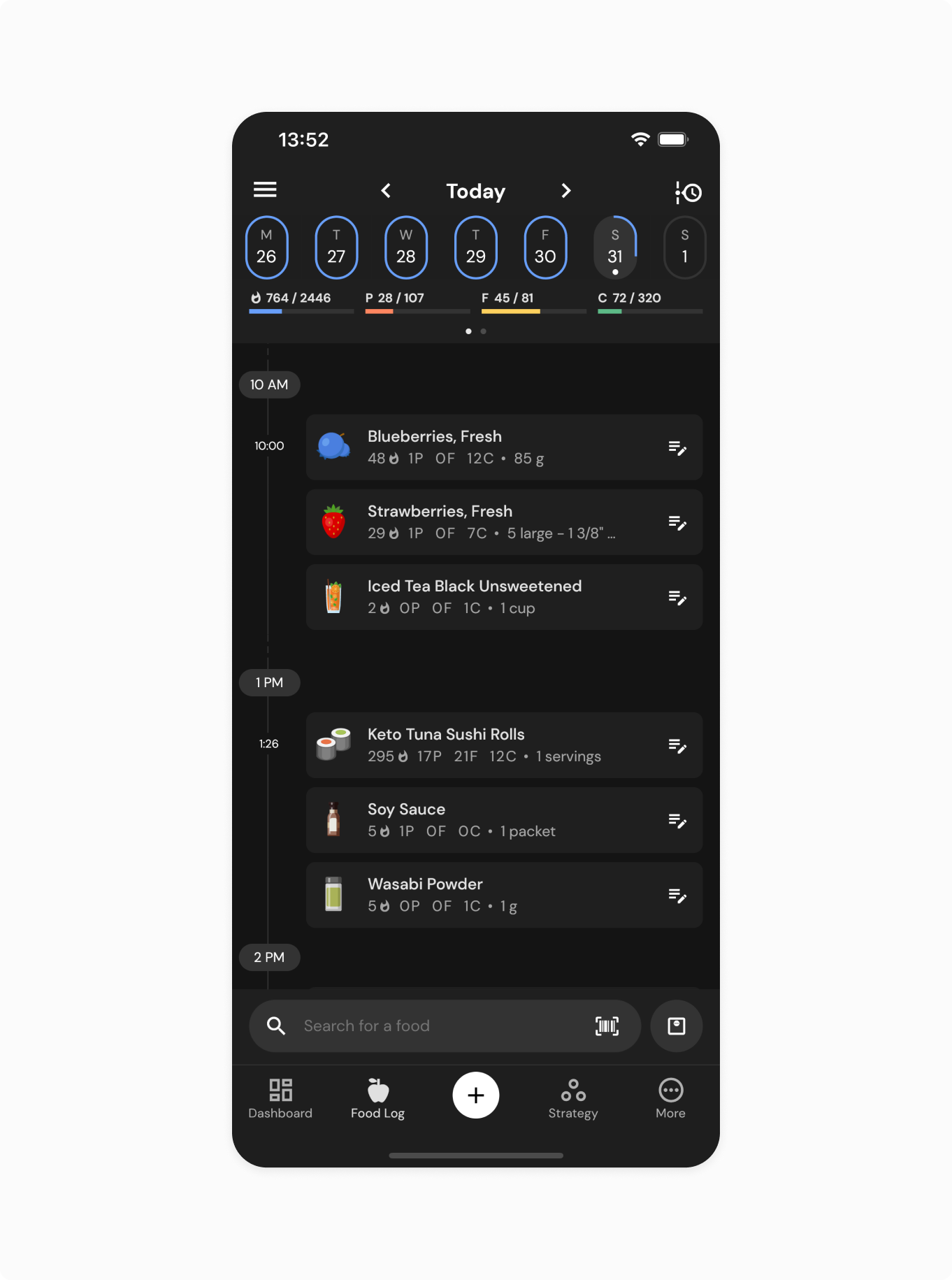 Add shortcut next to any hour of the day to log to that hour in advance