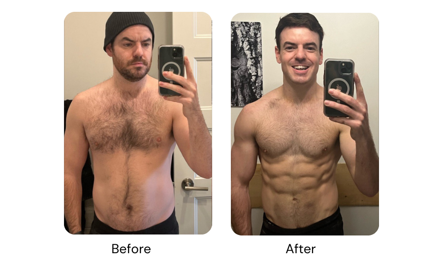 Michael Cadegan before and after using the MacroFactor app