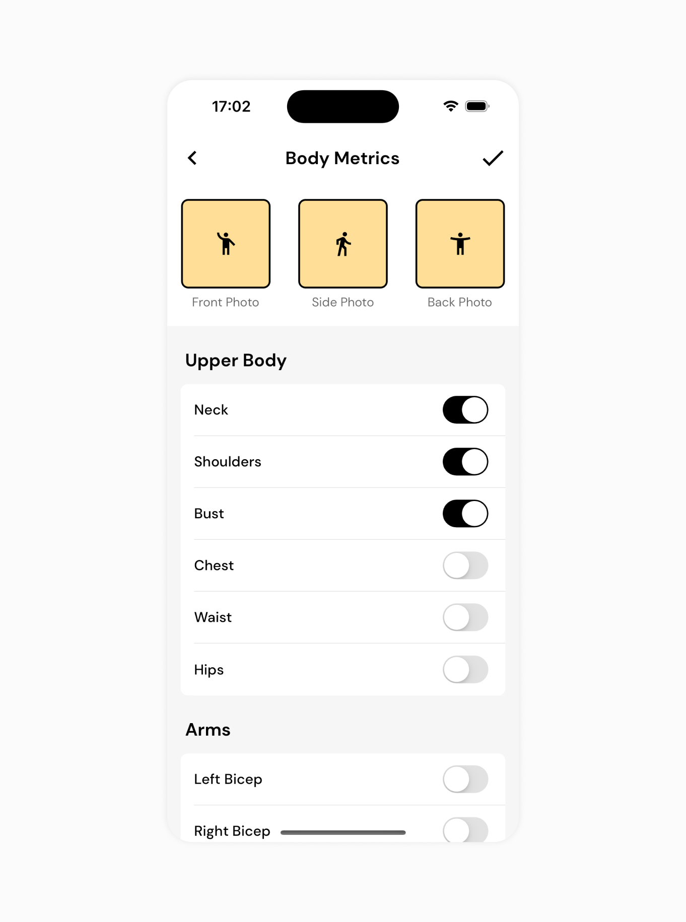 Integrated body metric tracking comes with rich configurability