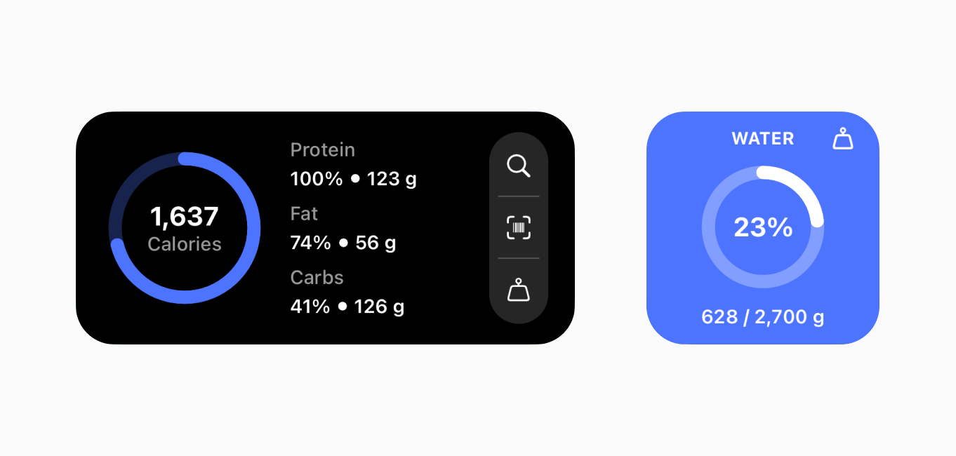 macrofactor's widgets allow you to navigate to your favorite workflow