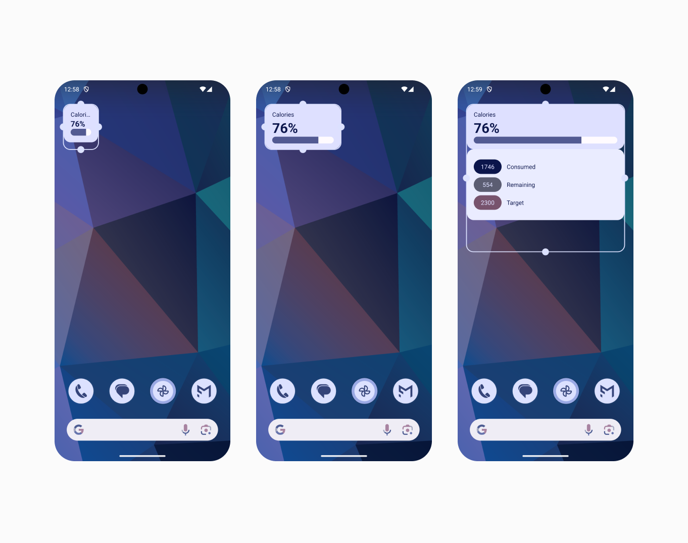 You can change the shape and size of your MacroFactor home screen widgets with Android’s flexible widget layout settings.