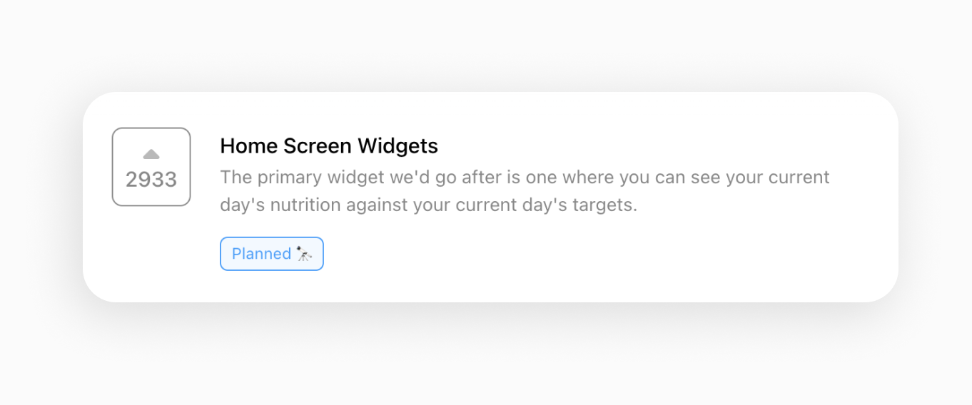 home screen widgets on macrofactor roadmap