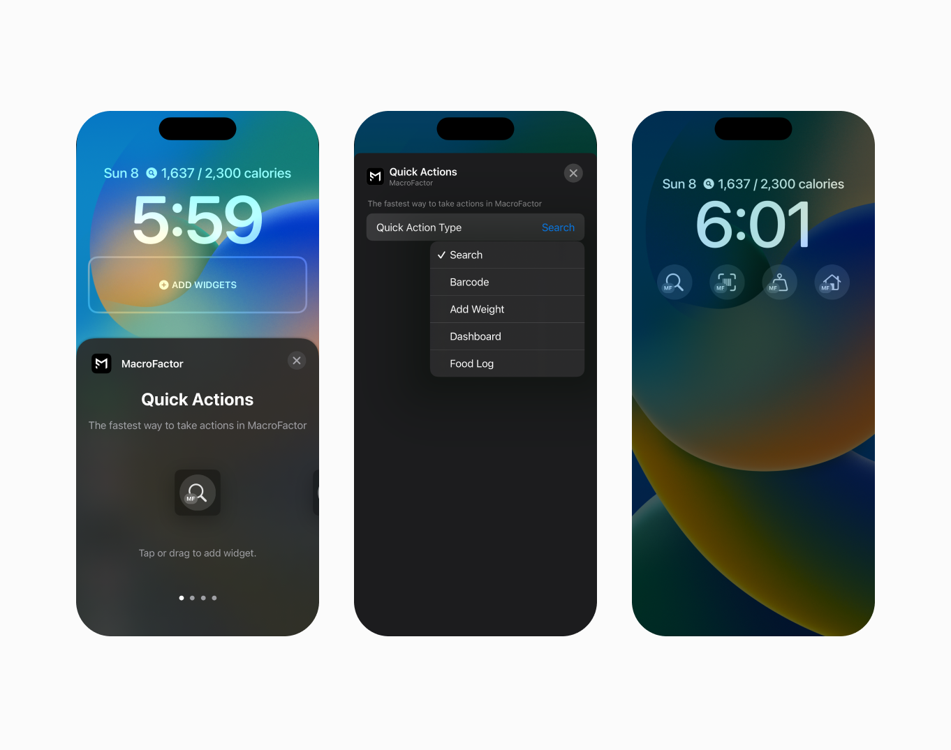 macrofactor's iphone lock screen widgets