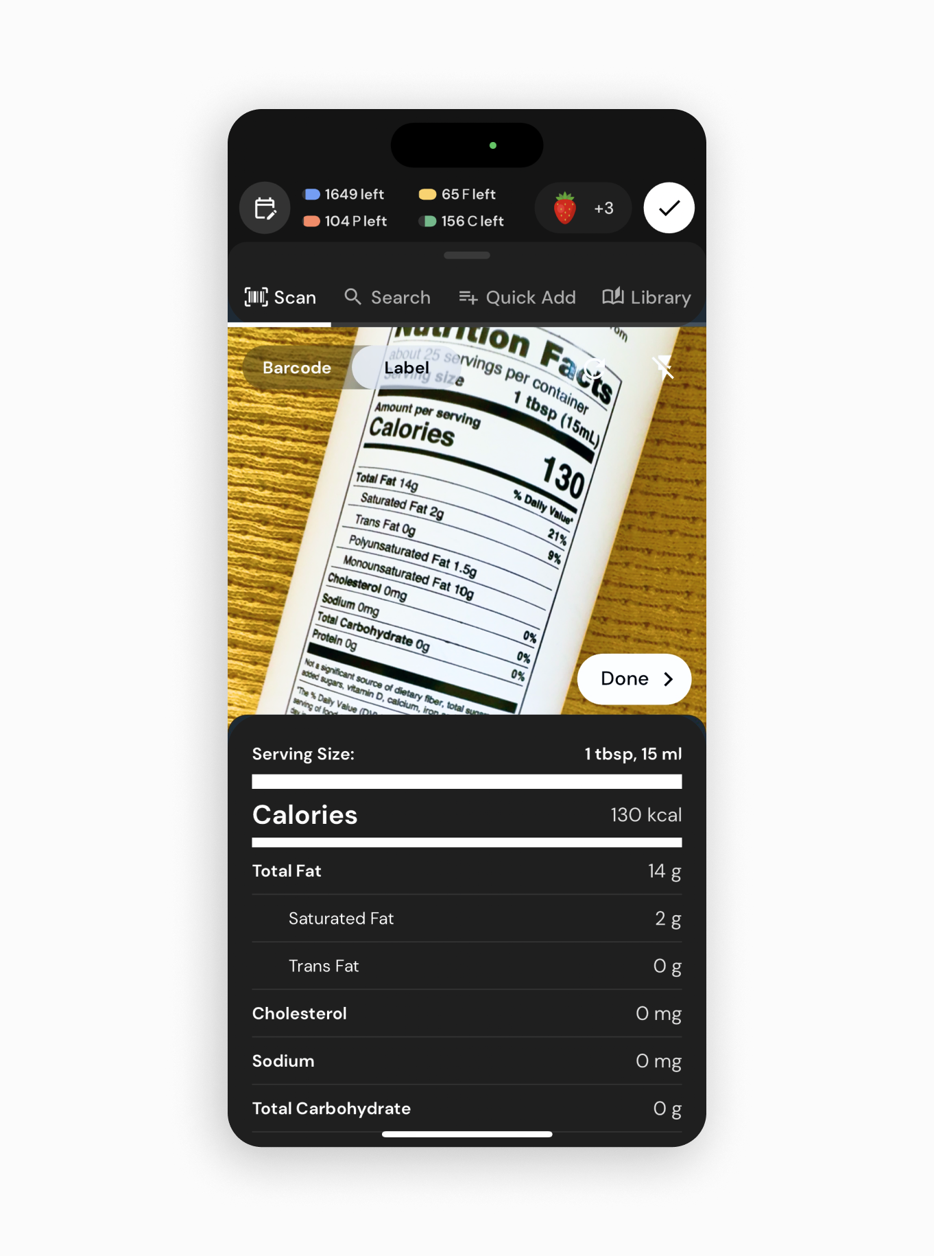 label scanner demo detection of macro & micronutrient information