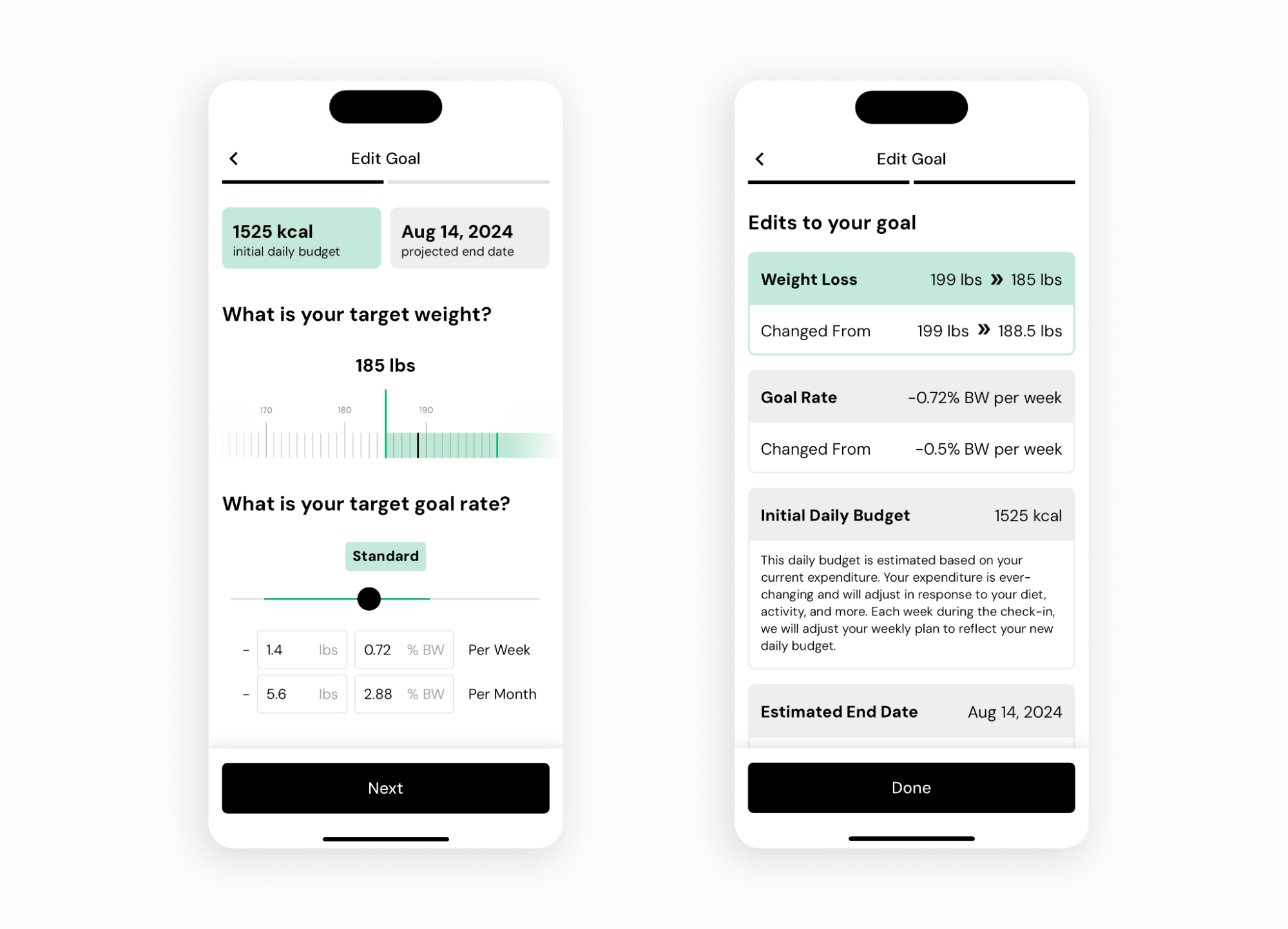 Editing goals in MacroFactor – Adapt your goal to your changing needs over time