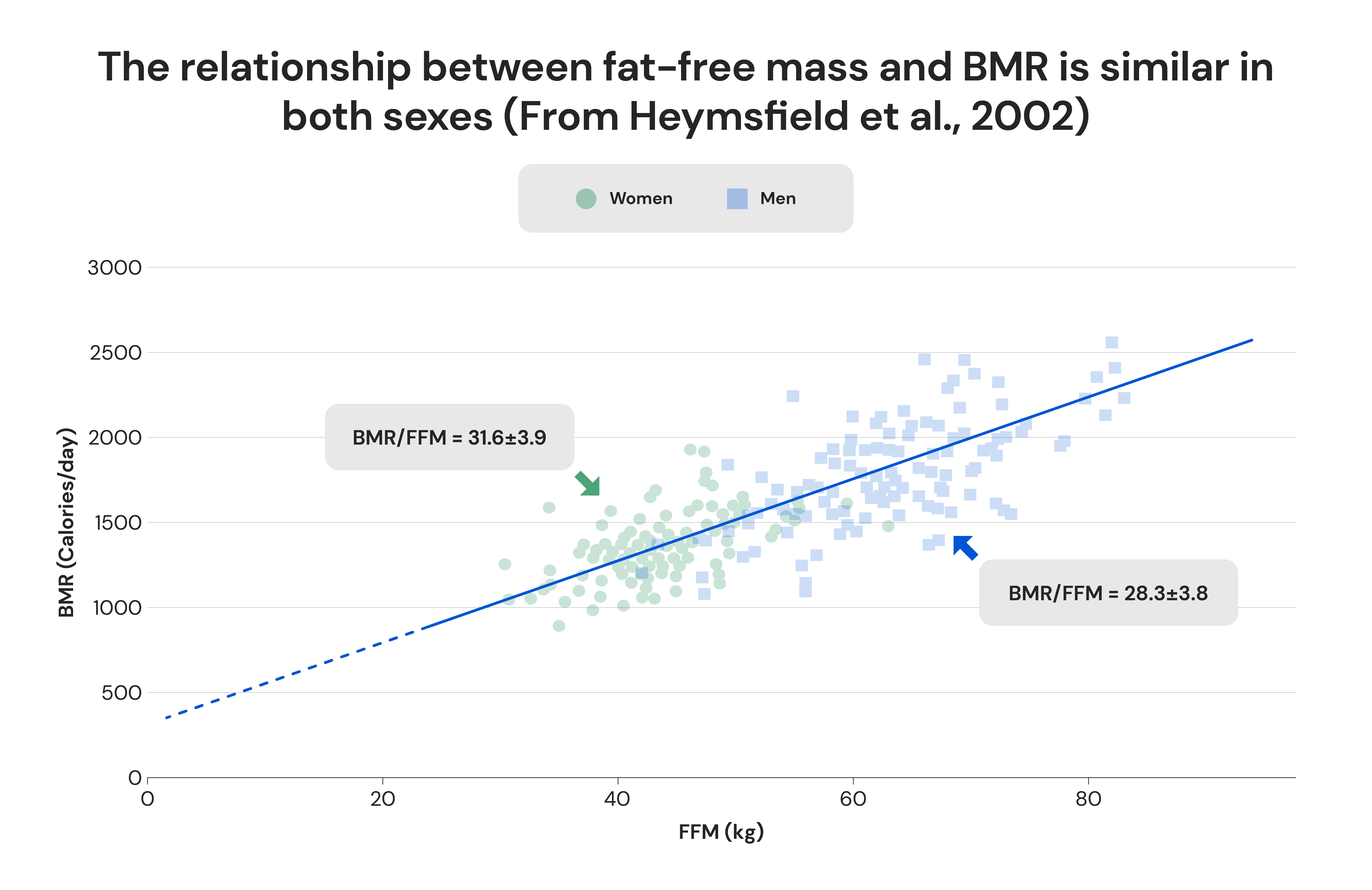 The relationship between fat-free mass and BMR is similar in box sexes