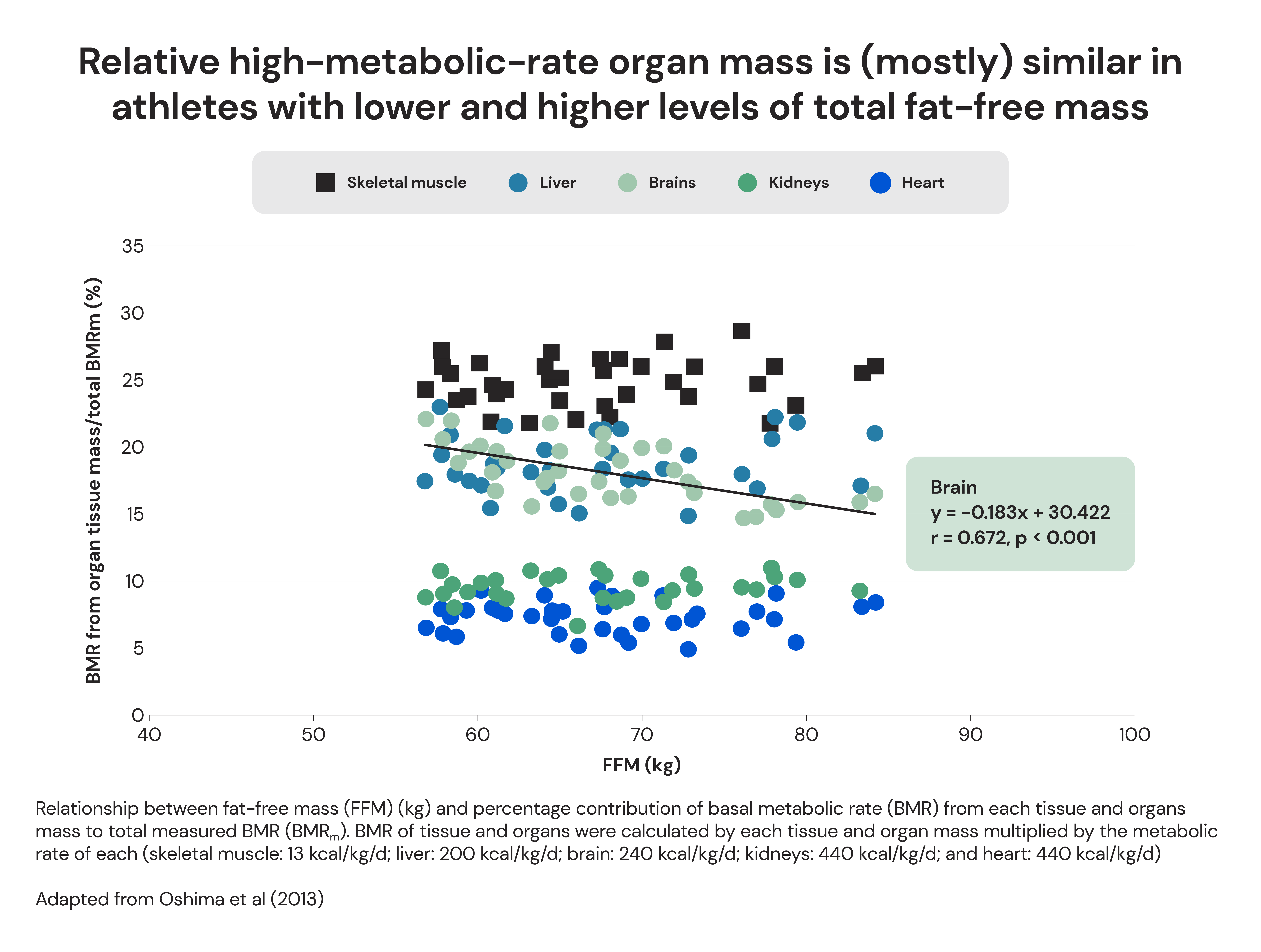 Relative high-metabolic-rate organ mass is (mostly) similar in athletes with lower and higher levels of total fat-free mass