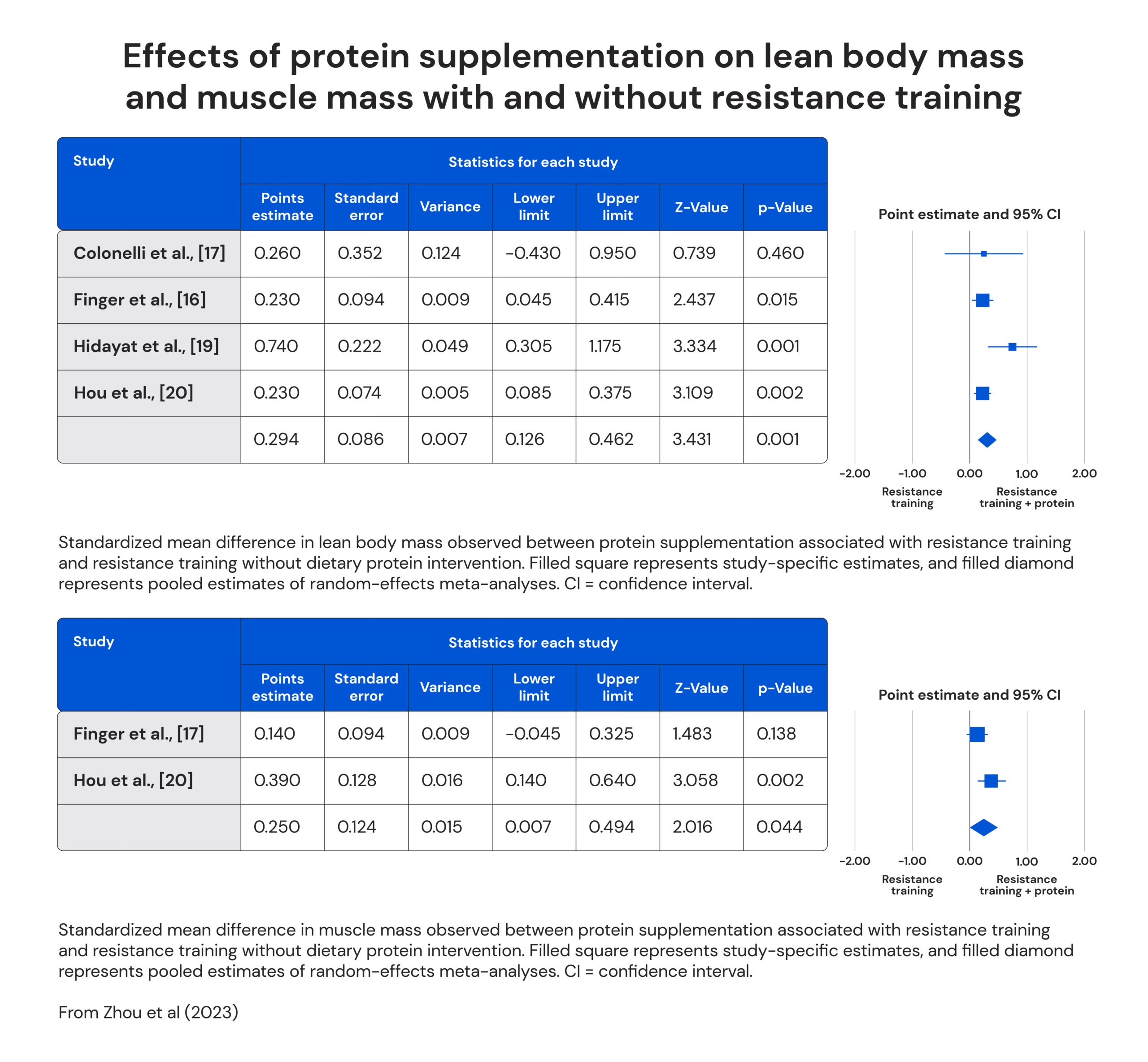 Effects of protein supplementation on lean body mass and muscle mass with and without resistance training