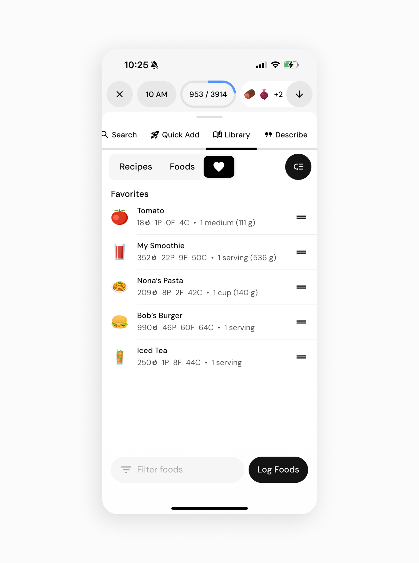 reorder your favorite foods with ease in MacroFactor