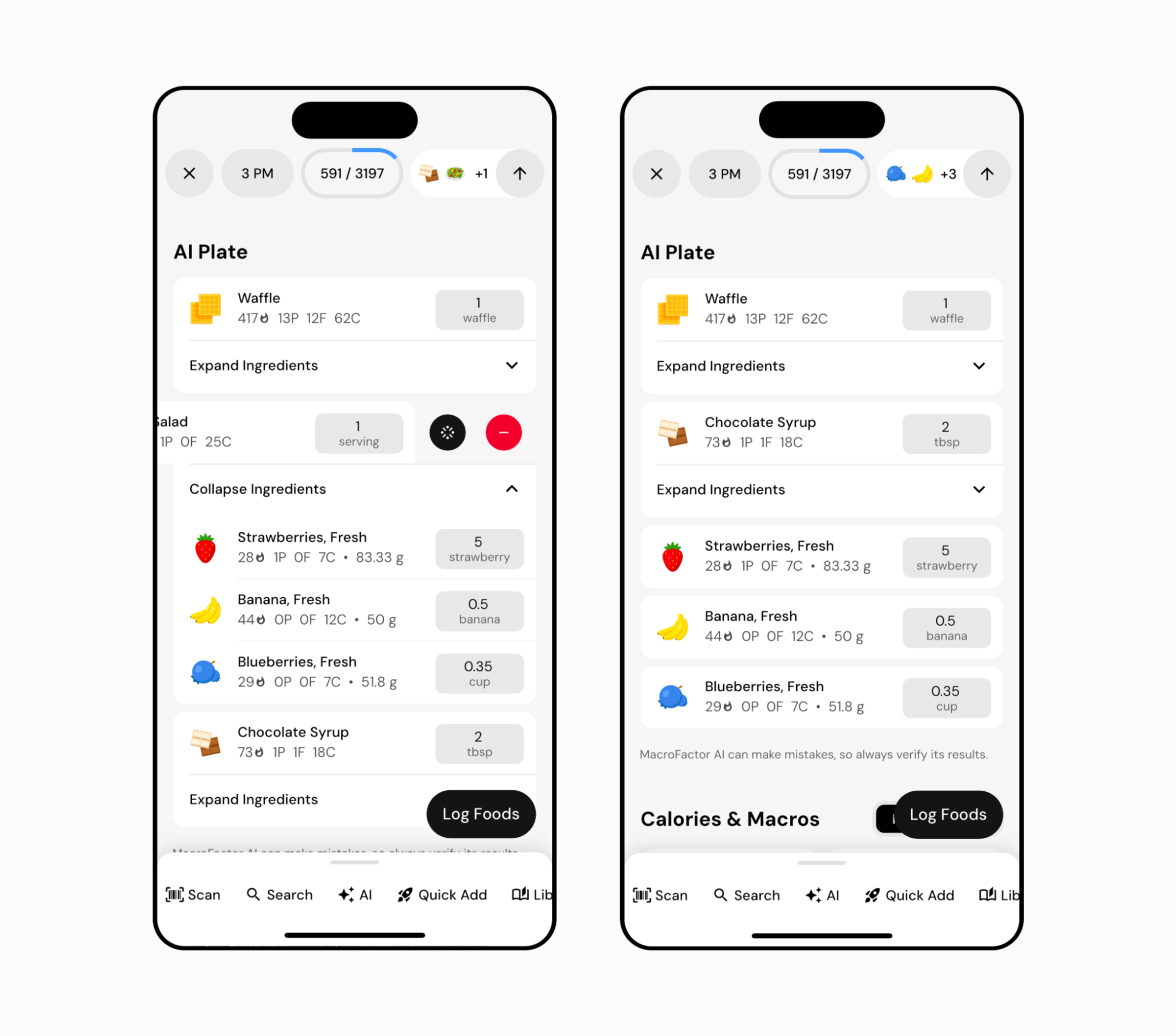 MacroFactor AI serves editable results